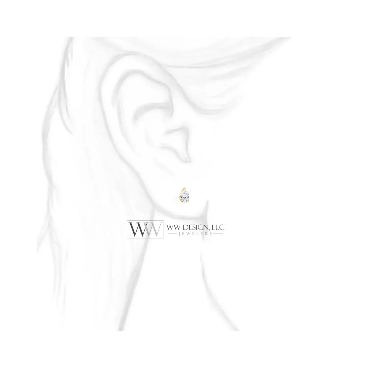 DIAMOND Earring Studs Pear 5x3mm 0.4 ctw (each 0.2cts) Genuine GHI VS - Post w/ 14k Solid Gold (Yellow, Rose, White) Silver, Platinum Studs