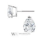 DIAMOND Earring Studs Pear 7 x 4.5mm 1ctw (each 0.5ct) Genuine GHI VS Set in 14k Solid Gold (Yellow, Rose, White) Silver, Platinum Studs