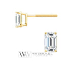 DIAMOND Earring Studs Emerald Cut 5 x 3.5mm 0.72 ctw (each 0.37cts) Genuine GHI VS Post w 14k Solid Gold (Yellow Rose White) Silver Platinum