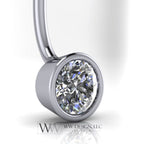 Moissanite Genuine 6mm Belly Navel Ring Curved Barbell 14k Yellow Gold, 14k White Gold or Platinum 14 ga 16 ga Gift