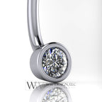 Diamond Genuine 3.4mm (0.15 ct) Belly Navel Ring Curved Barbell 14k Yellow Gold, 14k White Gold or Platinum 14 ga 16 ga Gift Small Diamond