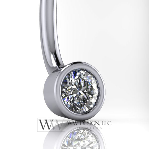 Diamond Genuine 3.4mm (0.15 ct) Belly Navel Ring Curved Barbell 14k Yellow Gold, 14k White Gold or Platinum 14 ga 16 ga Gift Small Diamond