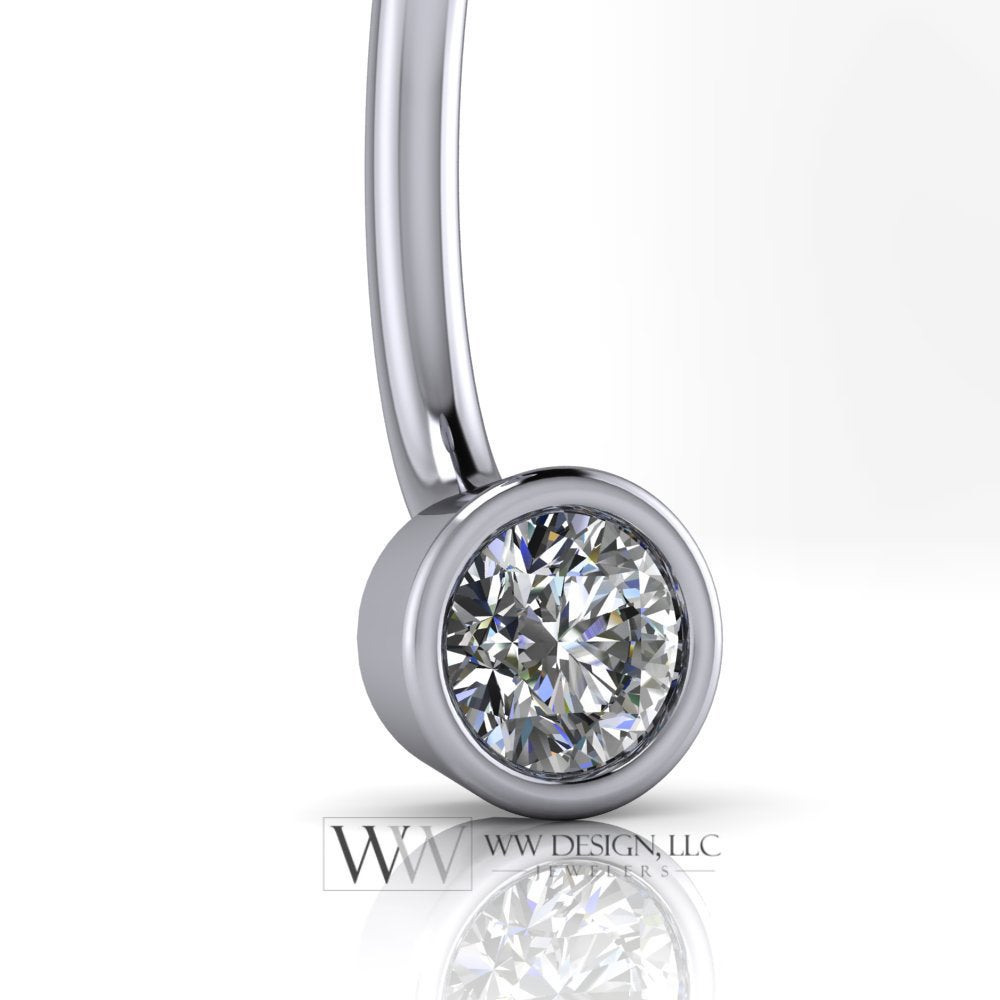 Diamond Genuine 3.9mm (0.25 ct) Belly Navel Ring Curved Barbell 14k Yellow Gold, 14k White Gold or Platinum 14 ga 16 ga Gift Small Diamond