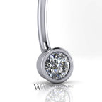 Diamond Genuine 3.9mm (0.25 ct) Belly Navel Ring Curved Barbell 14k Yellow Gold, 14k White Gold or Platinum 14 ga 16 ga Gift Small Diamond