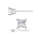 DIAMOND Earring Studs Princess Square Cut 3.5x3.5mm 0.52 ctw (each 0.26cts) Genuine F+ VS Post w 14k Solid Gold (Yellow Rose White) Platinum