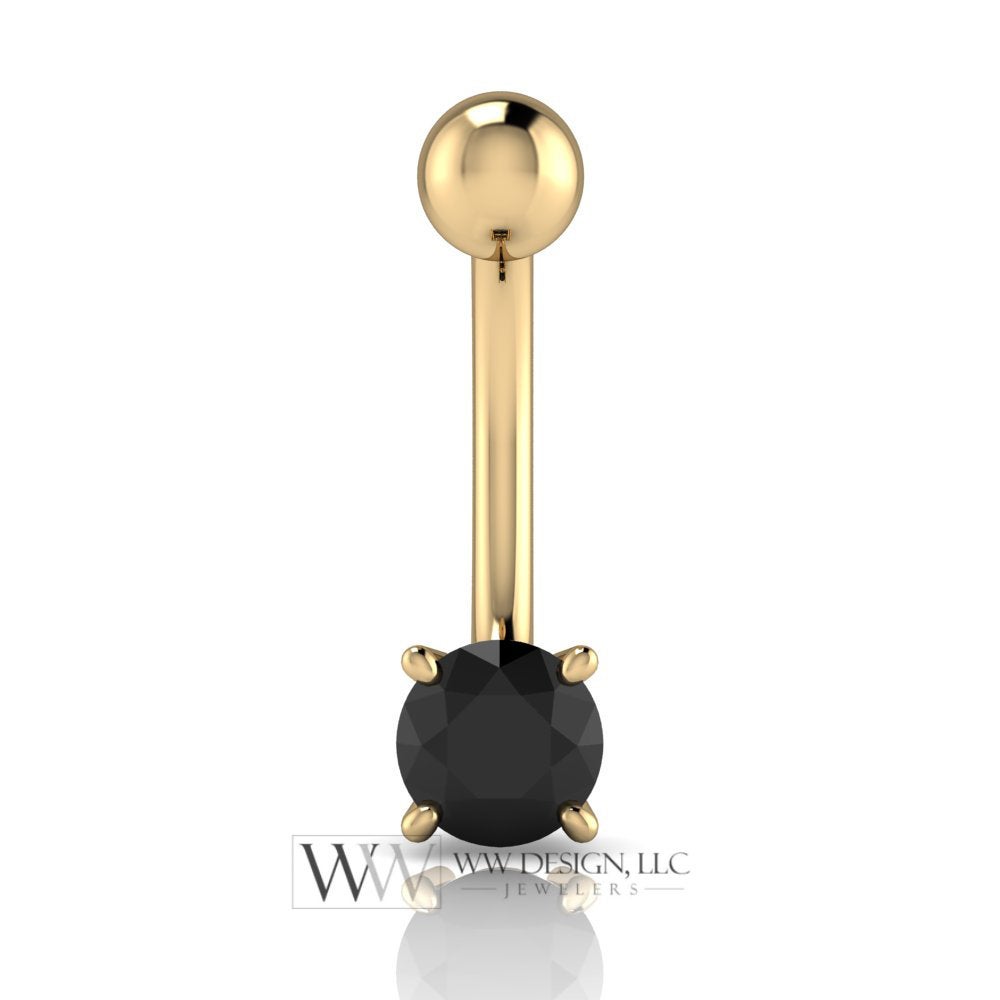 Onyx Genuine Black 5mm Belly Navel Ring Curved Barbell 14k Yellow Gold 14k White Gold 14k Rose Gold 14 ga Gift Onyx Body Jewelry Belly Ring