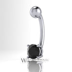Onyx Genuine Black 5mm Belly Navel Ring Curved Barbell 14k Yellow Gold 14k White Gold 14k Rose Gold 14 ga Gift Onyx Body Jewelry Belly Ring