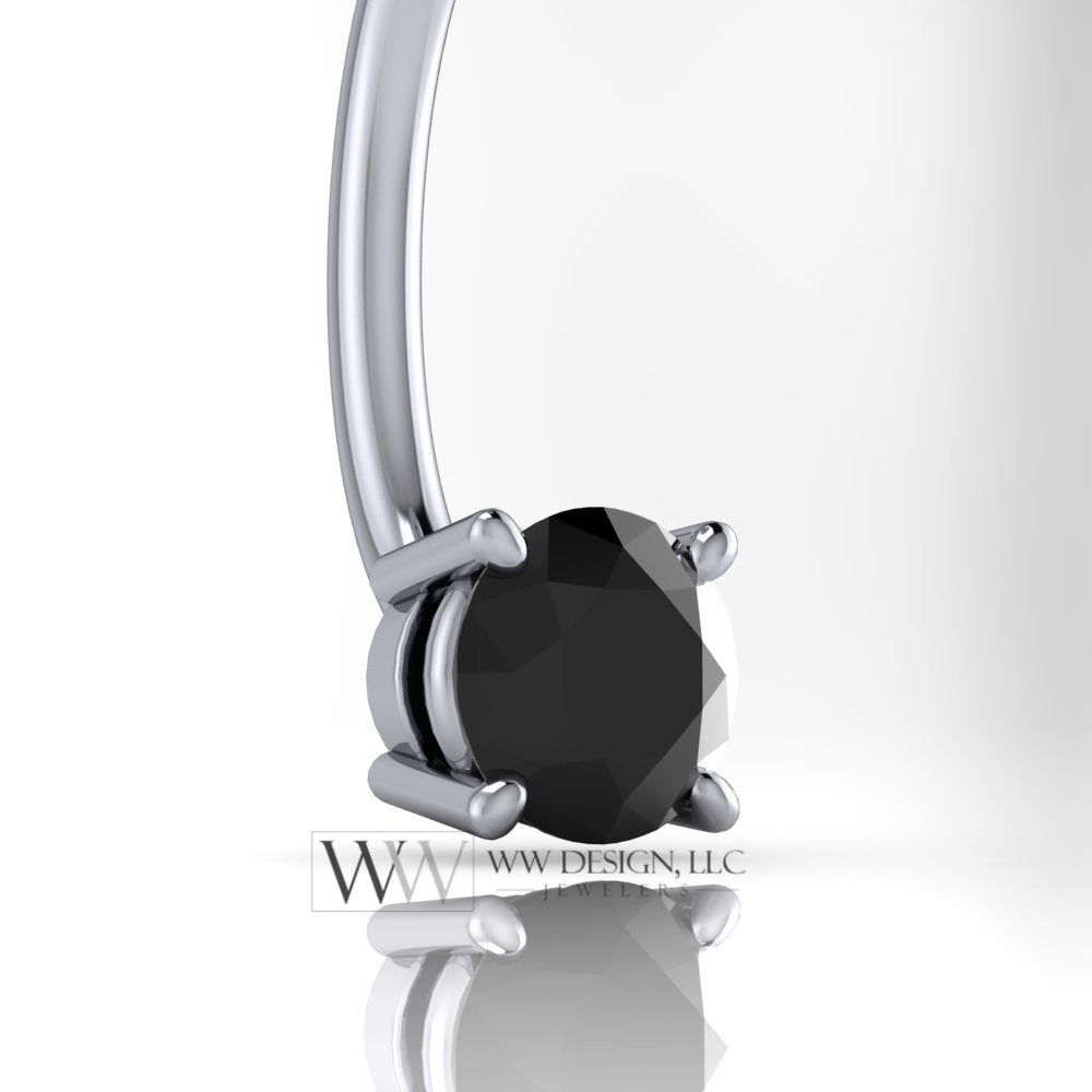 Diamond Genuine Black 4.75mm 0.5 ct Belly Navel Ring Curved Barbell 14k Yellow Gold 14k White Gold 14k Rose Gold 14 gauge Gift Small Diamond