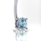 Aquamarine Genuine 5mm Belly Navel Ring Curved Barbell 14k Yellow Gold 14k White Gold 14k Rose Gold 14 ga Gift Blue Body Jewelry Belly Ring