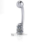Diamond Pear Genuine 0.25 ct F-H VS Belly Navel Ring Curved Barbell 14k Gold Yellow White Rose 14g Gift 5.5x3.5mm Pear Diamond Body Jewelry