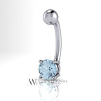 Aquamarine Genuine 5mm Belly Navel Ring Curved Barbell 14k Yellow Gold 14k White Gold 14k Rose Gold 14 ga Gift Blue Body Jewelry Belly Ring