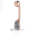 Diamond Pear Genuine 0.25 ct F-H VS Belly Navel Ring Curved Barbell 14k Gold Yellow White Rose 14g Gift 5.5x3.5mm Pear Diamond Body Jewelry