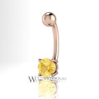 Citrine Genuine 5mm 0.48ct Belly Navel Ring Curved Barbell 14k Yellow Gold 14k White Gold 14k Rose Gold 14 ga Gift Body Jewelry Belly Ring