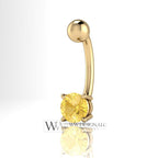 Citrine Genuine 5mm 0.48ct Belly Navel Ring Curved Barbell 14k Yellow Gold 14k White Gold 14k Rose Gold 14 ga Gift Body Jewelry Belly Ring
