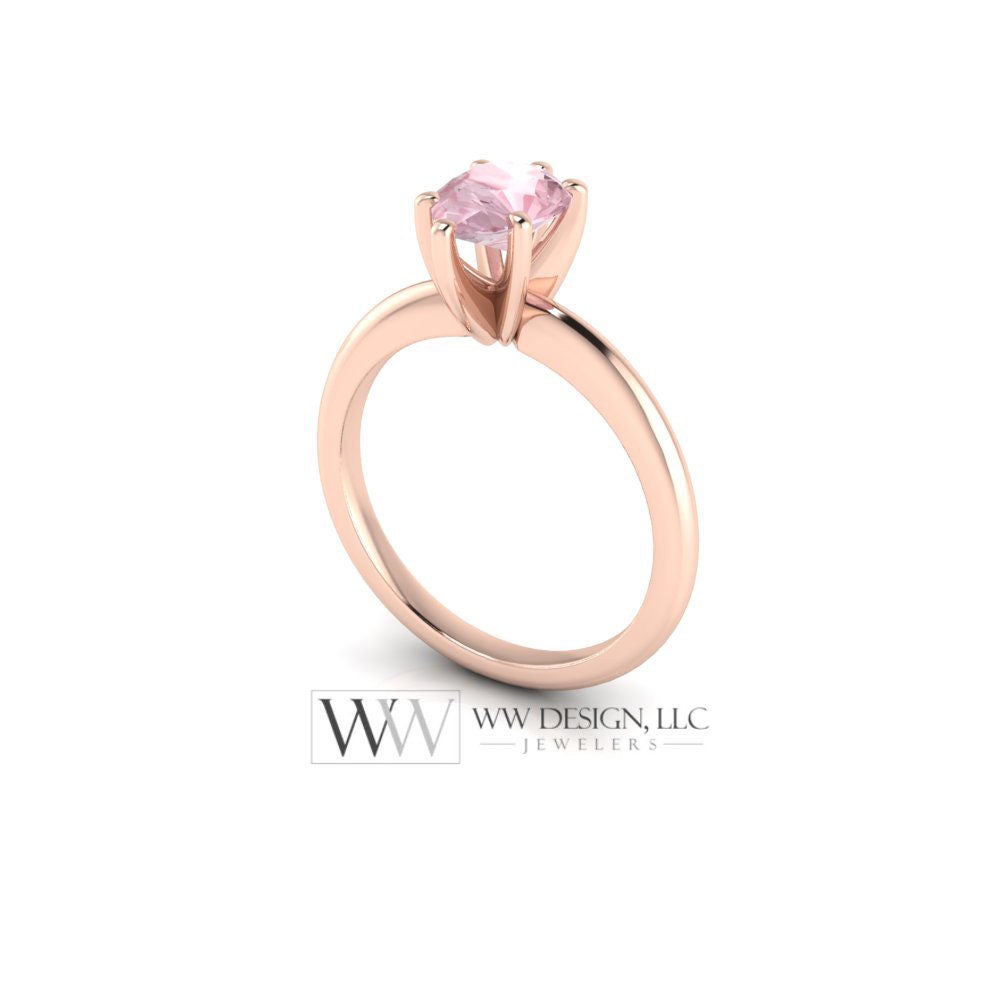 Pink Sapphire Genuine Pear Ring 0.85Ct - 14K 18K Gold (Y R W) & Platinum Rings