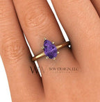 Aaa Genuine Amethyst Ring Pear 1.4Ct - 14K 18K Gold (Y R W) Platinum