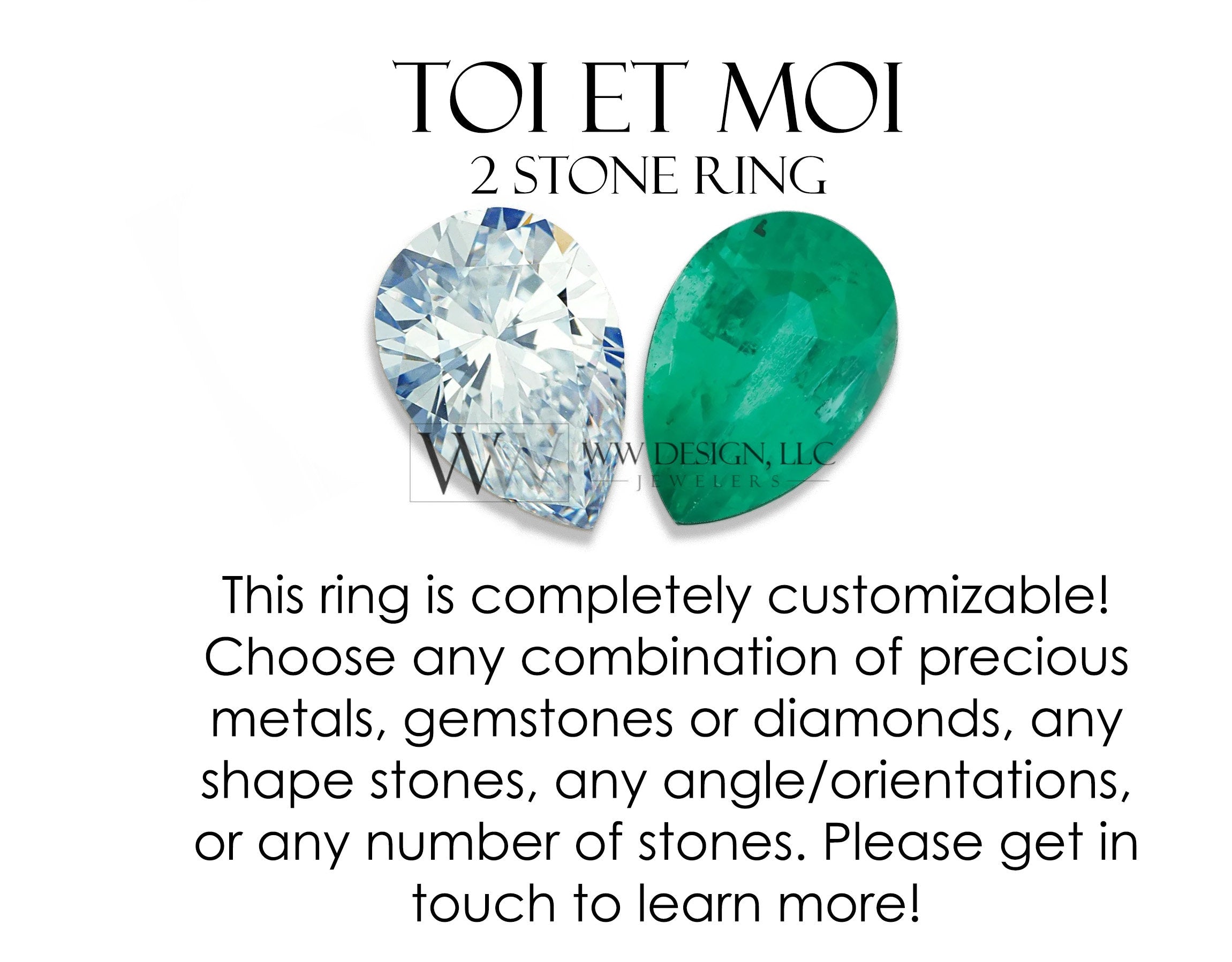 Amethyst & Moissanite 2 Stone Moi Et Toi Ring - 18K Or 14K Gold (Y W R) Platinum Rings