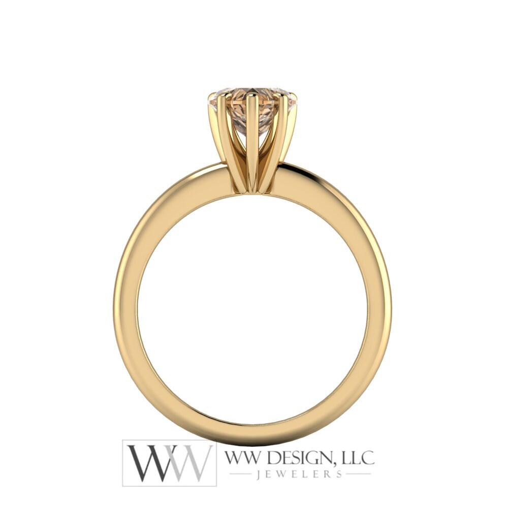 Cognac Heart Genuine Solitaire Diamond Engagement Ring SI1 Chocolate Brown 1ct - 18k 14k Gold (Y, W, R) Platinum