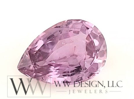 Pink Sapphire Genuine Pear Ring 0.85Ct - 14K 18K Gold (Y R W) & Platinum Rings