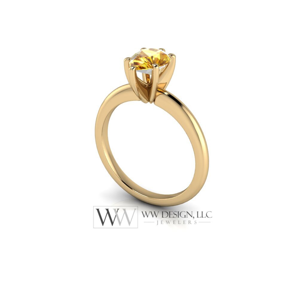 Genuine Citrine Pear Gemstone Ring 1.2Ct - 14K 18K Gold (Y R W) Platinum Rings