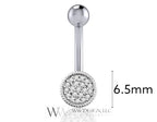 Diamond Belly Ring CURVED Barbell Genuine 0.07ctw Navel Ring Barbell 14k White SOLID Gold 14ga 16ga 18ga Eyebrow summer jewelry