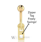 14k Gold Moving Zipper Belly Navel Ring CURVED Barbell Genuine 14k Gold (Yellow, White, or Rose) 14g, 16g, 18g Body Jewelry Eyebrow