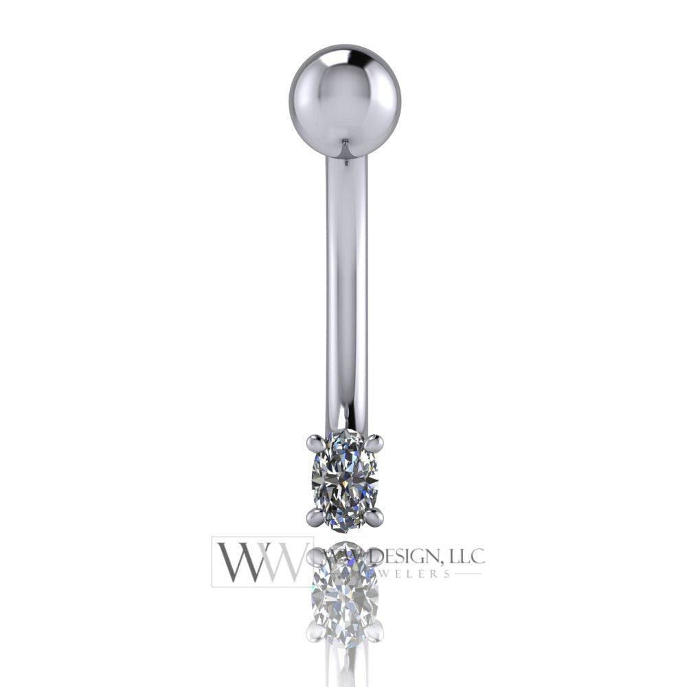 Diamond Belly Ring Barbell Genuine 0.10ct Navel Ring Curved Barbell 14k Yellow, 14k White, Rose Gold 14ga 16ga 18ga Eyebrow summer jewerly