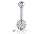 Diamond Belly Ring CURVED Barbell Genuine 0.07ctw Navel Ring Barbell 14k White SOLID Gold 14ga 16ga 18ga Eyebrow summer jewelry