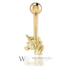 14k Gold Unicorn Belly Navel Ring CURVED Barbell Genuine 14k Gold (Yellow, White, or Rose) 14g, 16g, 18g Body Jewelry Eyebrow Ring