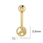 14k Gold Yin Yang Belly Navel Ring CURVED Barbell Genuine 14k Gold (Yellow, White, or Rose) 14g, 16g, 18g Body Jewelry Eyebrow Ring Disk