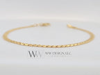 14k Gold Curb Cuban Bracelet FLAT 3mm 14k Solid Yellow Gold Jewelry Gift 7 inches Very Shiny High Polish Bridesmaids Gift Christmas Present