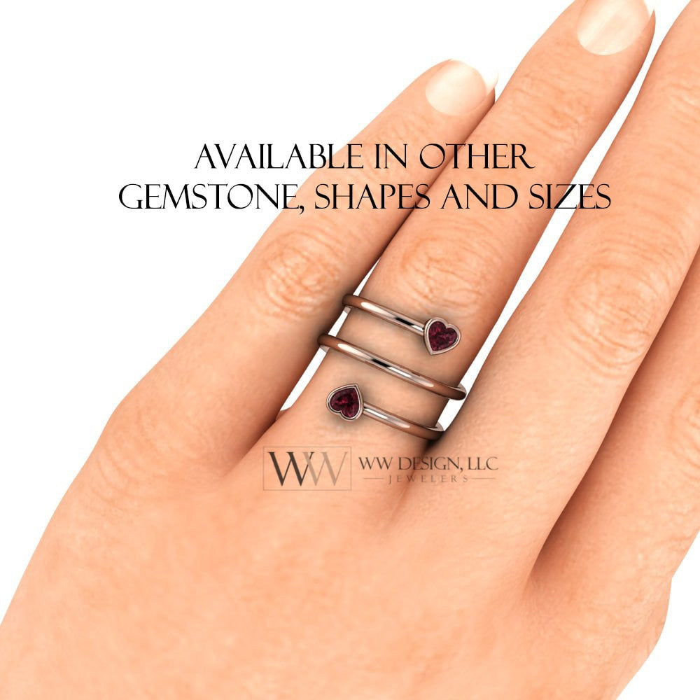 Spiral Twisted Heart Genuine Diamond 0.4Ctw Ring Fgh Vs Two Stone - 14K 18K Gold (Y W R) Platinum