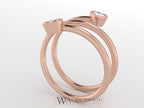 Spiral Twisted Heart Genuine Diamond 0.4Ctw Ring Fgh Vs Two Stone - 14K 18K Gold (Y W R) Platinum