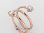 Spiral Twisted Heart Genuine Diamond 0.4Ctw Ring Fgh Vs Two Stone - 14K 18K Gold (Y W R) Platinum
