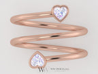 Spiral Twisted Heart Genuine Diamond 0.4Ctw Ring Fgh Vs Two Stone - 14K 18K Gold (Y W R) Platinum
