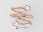 Spiral Twisted Heart Genuine Diamond 0.4Ctw Ring Fgh Vs Two Stone - 14K 18K Gold (Y W R) Platinum