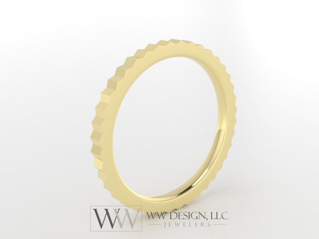 Stacking Fluted Ring 2Mm - 18K 14K (Y W R) Platinum Rings