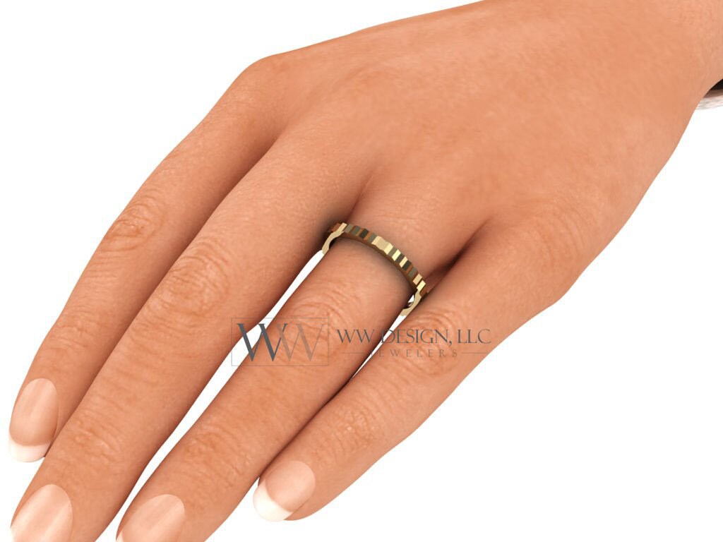 Stacking Fluted Ring 2Mm - 18K 14K (Y W R) Platinum Rings