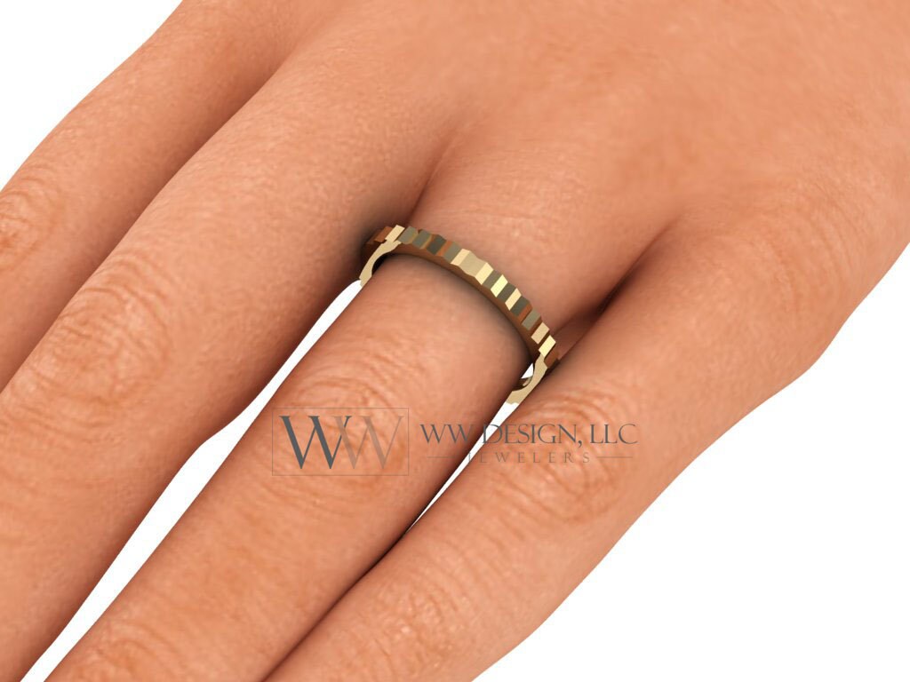Stacking Fluted Ring 2Mm - 18K 14K (Y W R) Platinum Rings