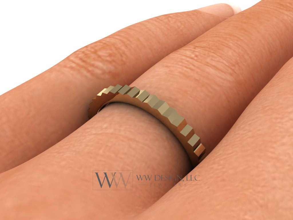 Stacking Fluted Ring 2Mm - 18K 14K (Y W R) Platinum Rings