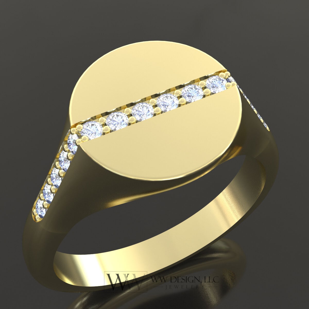 Diamond Signet Ring 0.16ctw UNTREATED VS F Genuine Diamonds - 10k, 14k, 18k, 22k Gold (Yellow, White or Rose), Palladium, Platinum, or Sterling Silver