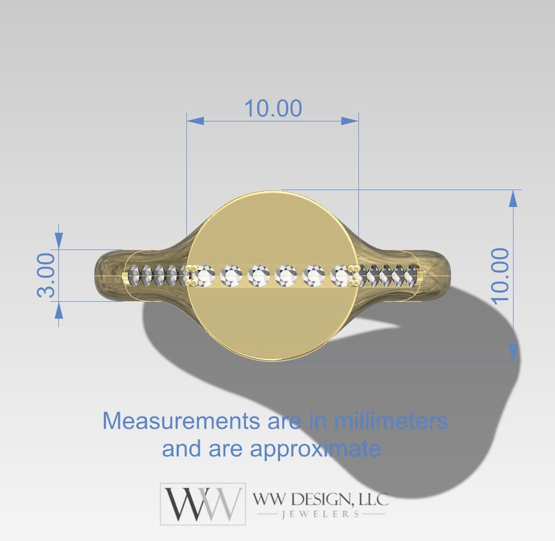 Diamond Signet Ring 0.16ctw UNTREATED VS F Genuine Diamonds - 10k, 14k, 18k, 22k Gold (Yellow, White or Rose), Palladium, Platinum, or Sterling Silver