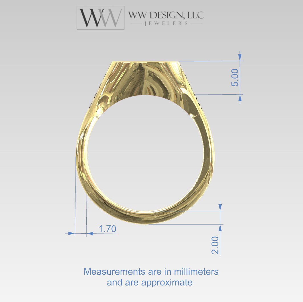 Diamond Signet Ring 0.16ctw UNTREATED VS F Genuine Diamonds - 10k, 14k, 18k, 22k Gold (Yellow, White or Rose), Palladium, Platinum, or Sterling Silver