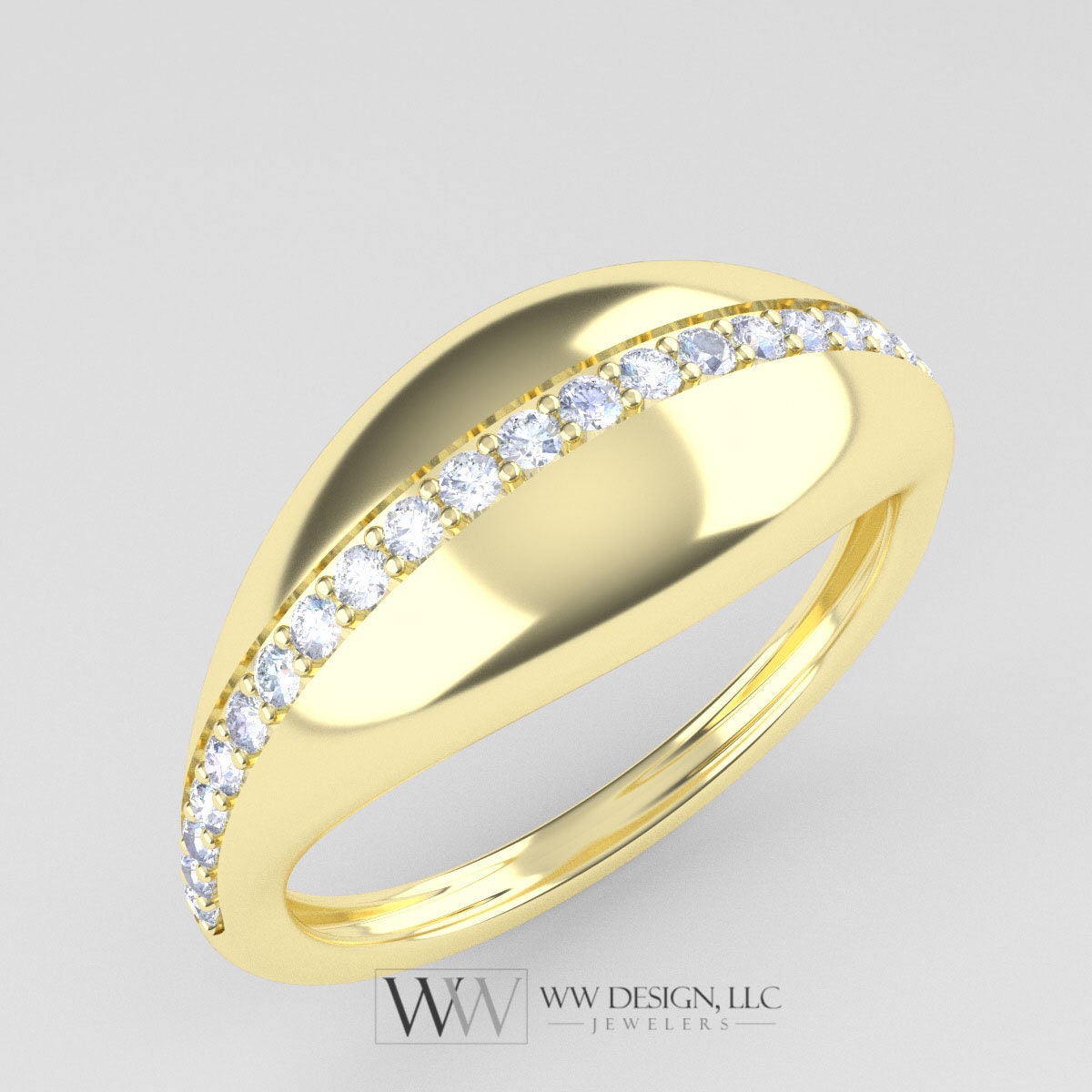 Diamond Dome Ring 0.25ctw UNTREATED VS F Genuine Diamonds - 10k, 14k, 18k, 22k Gold (Yellow, White, Rose), Palladium, Platinum, or Sterling Silver