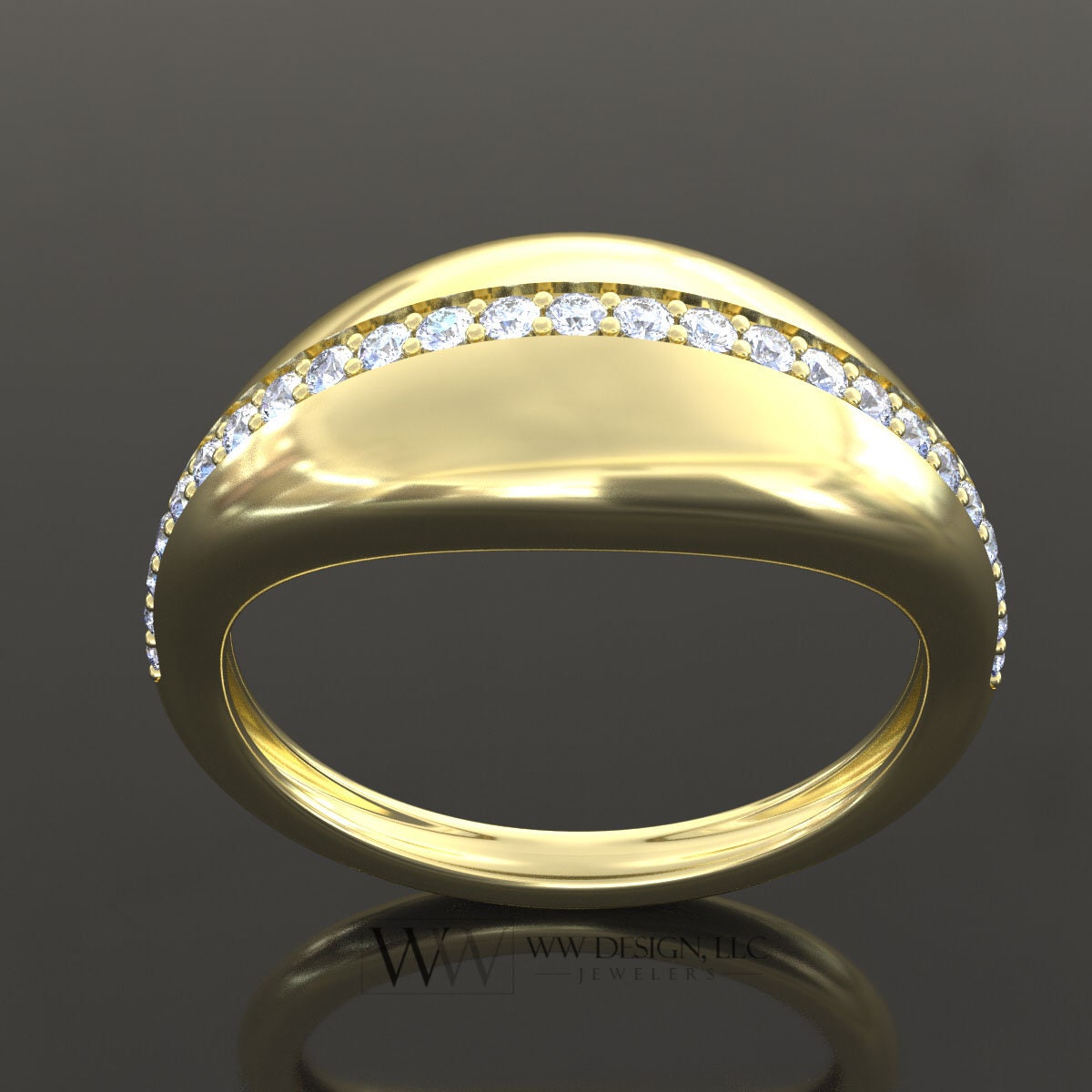 Diamond Dome Ring 0.25ctw UNTREATED VS F Genuine Diamonds - 10k, 14k, 18k, 22k Gold (Yellow, White, Rose), Palladium, Platinum, or Sterling Silver