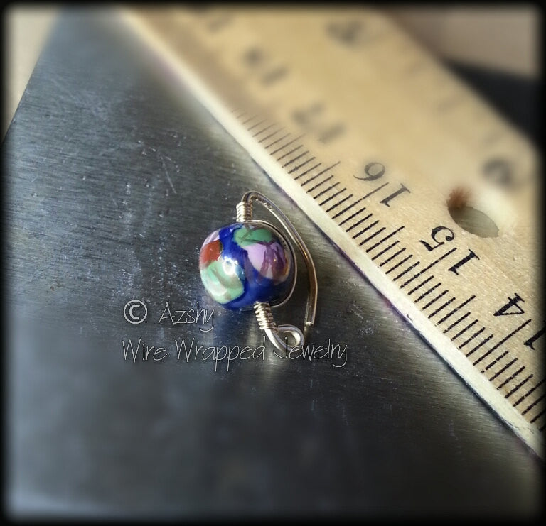 Navel Belly Ring Hoop Black Ceramic Flower Bead w/ Swarovski Crystal Solid / Fill 14k Yellow, Pink, White Gold, Sterling Silver, 20 gauge