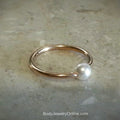 Freshwater Pearl Captive Bead Ring CBR - 16 ga Hoop - 14k Gold or Platinum