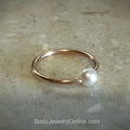 4mm Freshwater Pearl Captive Bead Ring CBR - 14ga Hoop  - 14k Gold or Platinum