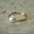 Captive Bead Ring w/ Swarovski Crystal Pearl - 16 ga Hoop - 14k Gold (Y, W, or R), Sterling Silver, or Platinum