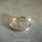 Freshwater Pearl Captive Bead Ring CBR - 16 ga Hoop - 14k Gold or Platinum
